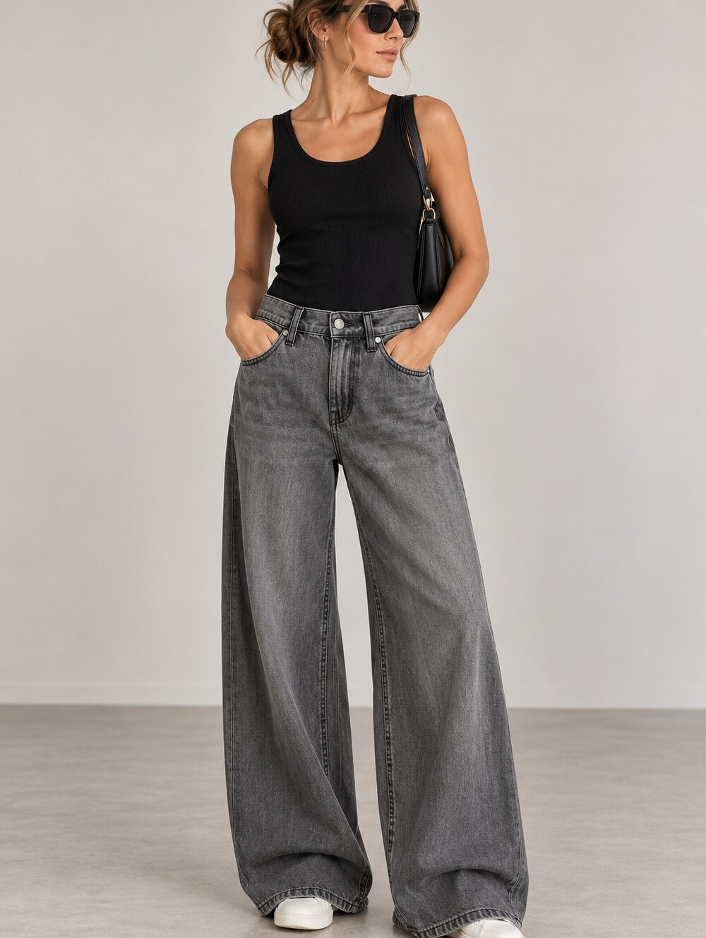 Wide Leg High-Rise Gray Women’s Jeans